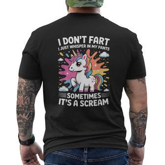 I Don't Fart I Just Whisper In My Pants Unicorn Fart Men's T-shirt Back Print - Thegiftio UK