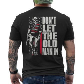 Don't Let The Old Man In Vintage American Flag On Back Men's T-shirt Back Print - Monsterry