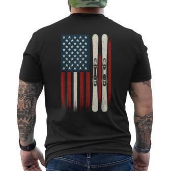 Downhill Ski Team 4Th Of July Usa American Flag Skiing Skier Men's T-shirt Back Print - Thegiftio UK