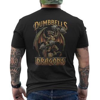 Dumbbells And Dragons Fantasy Gym Gamer Workout Men's T-shirt Back Print - Thegiftio UK