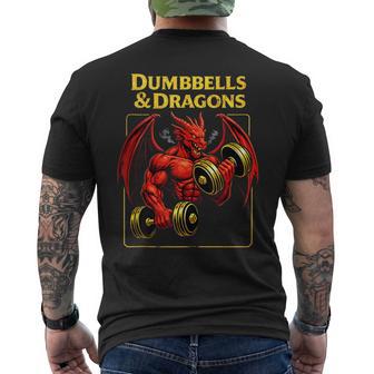 Dumbbells And Dragons Gym Nerd Deadlifts Dragons Rpg Workout Men's T-shirt Back Print - Thegiftio UK