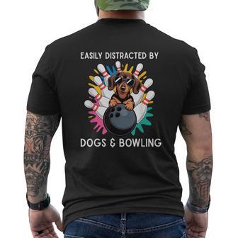 Easily Distracted By Dogs And Bowling Bowler Animal Men's T-shirt Back Print - Thegiftio UK
