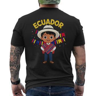 Ecuador Ecuadorian Boy Traditional Outfit Wear Flag Heritage Men's T-shirt Back Print - Monsterry