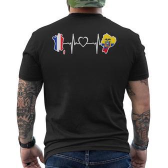 Ecuador France Heartbeat Drapeau Français Équatorien T-shirt imprimé au dos - Cadeauxyz