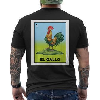 El Gallo Card Mexican Lottery The Rooster Mexico Culture Men's T-shirt Back Print - Monsterry