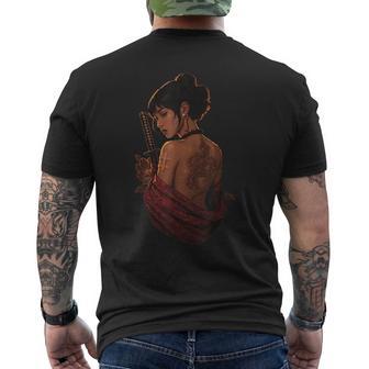 Élégant Tatouage De Geisha Dragonamouraï T-shirt imprimé au dos - Cadeauxyz