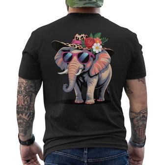 Elephant With Sunglasses Safari Elephant Animal Lover Men's T-shirt Back Print - Thegiftio