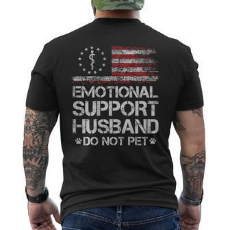 Emotional Support Husband Do Not Pet American Flag On Back Men's T-shirt Back Print | Mazezy