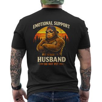 Emotional Support Husband Do Not Pet Bigfoot Retro Men's T-shirt Back Print - Thegiftio