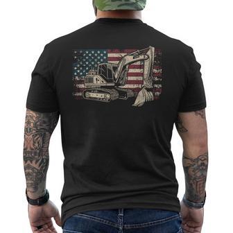 Excavator American Flag Patriotic Excavator 4Th Of July Men's T-shirt Back Print - Thegiftio UK