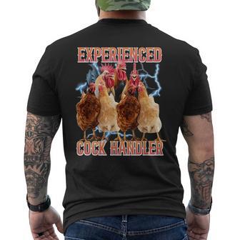 Experienced Cock Handler Inappropriate Rooster Adult Humor Men's T-shirt Back Print - Monsterry