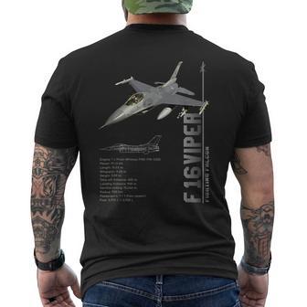 F-16 バイパー ファイティング ファルコン ジェット戦闘機仕様 メンズTシャツ バックプリント - Kawaiitshirt