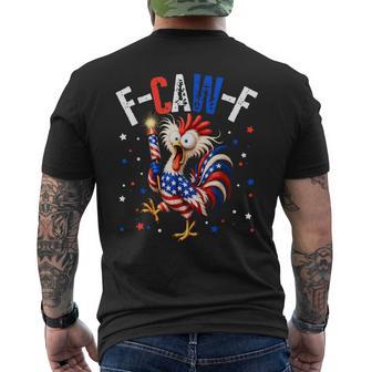 F-Caw-F Patriotic Rooster 4Th Of July American Flag Men's T-shirt Back Print - Thegiftio UK