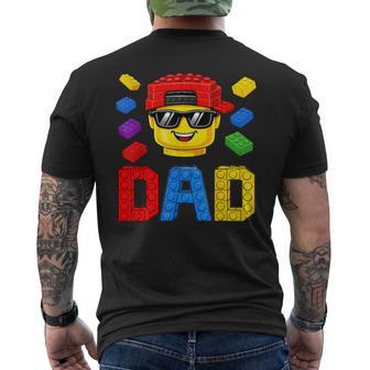 Family Dad Master Builder Building Bricks Blocks Fathers Day Men's T-shirt Back Print | Mazezy