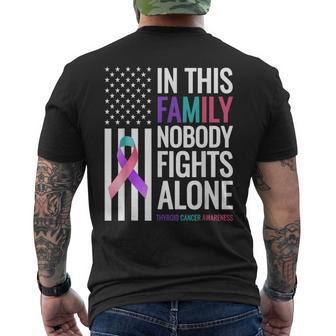In This Family Nobody Fights Alone Thyroid Cancer Awareness Men's T-shirt Back Print - Thegiftio UK
