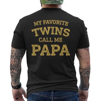 Father Day Idea Vintage My Favorite Twins Call Me Papa Grandpa Of Twins Men's T-shirt Back Print - Monsterry