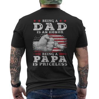 Father Honor Papa Priceless Usa Flag Men's T-shirt Back Print - Thegiftio UK