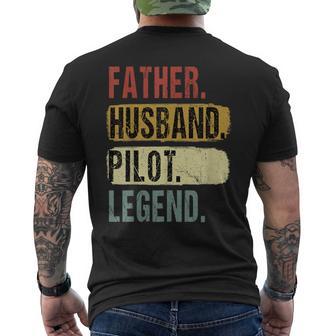 Father Husband Pilot Legend Vintage Dad Father's Day Men's T-shirt Back Print - Monsterry UK