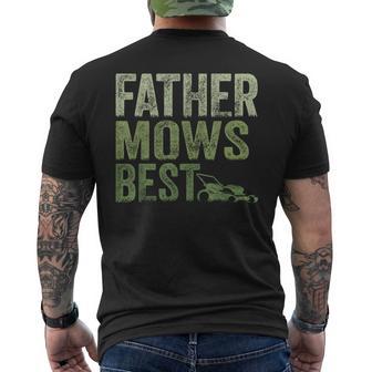 Father Mows Best Vintage Lawn Mowing Gardener Dad Lawn Mower Men's T-shirt Back Print - Thegiftio UK