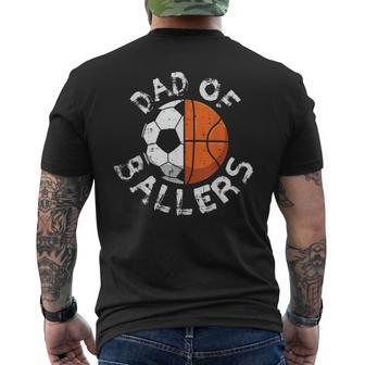 Fathers Day Dad Of Ballers Basketball Soccer Football Papa Men's T-shirt Back Print - Monsterry UK