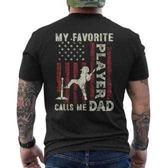 Father's Day Favorite Player Calls Me Dad Us Flag T-Ball Dad Men's T-shirt Back Print - Thegiftio UK