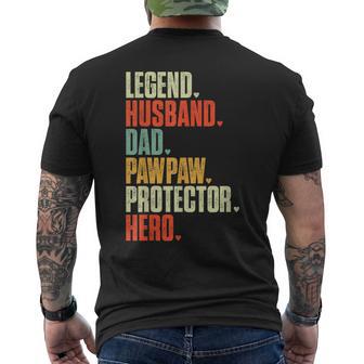 Father's Day Legend Husband Dad Pawpaw Protector Hero Men's T-shirt Back Print - Thegiftio UK
