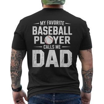 My Favorite Baseball Player Calls Me Dad Father's Day Men's T-shirt Back Print | Seseable UK