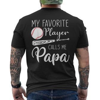 My Favorite Baseball Player Calls Me Papa Custom Men's T-shirt Back Print - Thegiftio UK