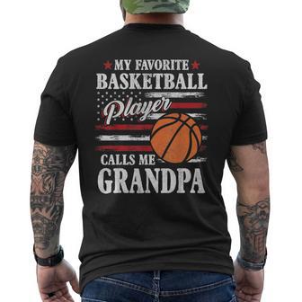 My Favorite Basketball Player Calls Me Grandpa Usa Flag Men's T-shirt Back Print - Thegiftio