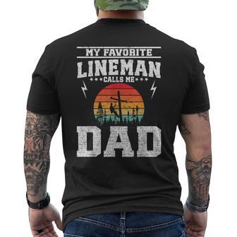 My Favorite Lineman Calls Me Dad Line Worker Father's Day Men's T-shirt Back Print - Monsterry