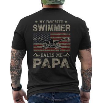 My Favorite Swimmer Calls Me Papa Fathers Day Men's T-shirt Back Print - Thegiftio UK