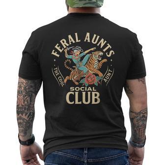 Feral Aunts Social Club Western Cowgirl Riding Tiger Auntie Men's T-shirt Back Print - Monsterry