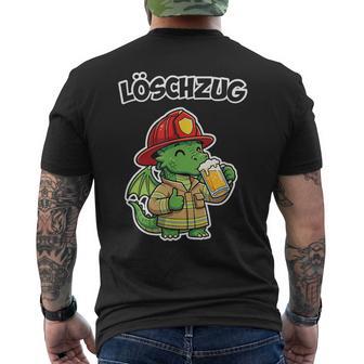Feuerwehr Drache Mit Bier Löschzug Lustiges Feuerwehrteam T-Shirt mit Rückendruck - Seseable
