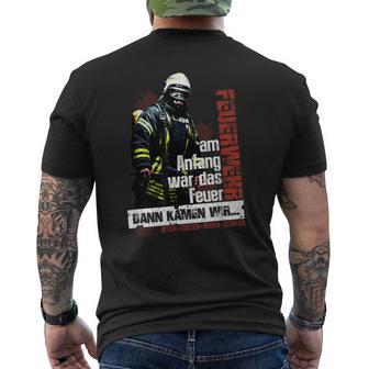 Feuerwehr Notruf 112 Rettungsdienst Firefighter motiv T-Shirt mit Rückendruck - Seseable