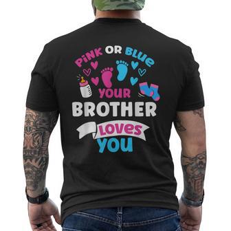 Fiesta De Amor De Revelación De Género Rosa O Azul Con Texto En Inglés Your Brother Loves You Camiseta Hombre Estampado Espalda - Regaloses
