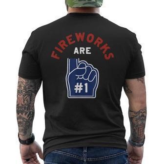 Fireworks Are Number 1 Foam Finger 4Th Of July Black Men's T-shirt Back Print - Thegiftio UK