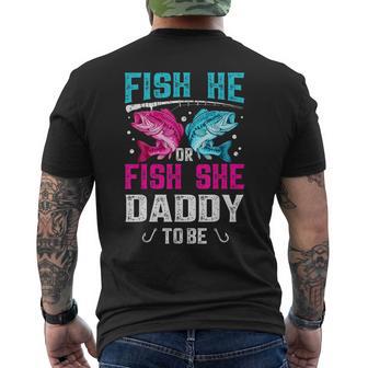 Fish He Or She Daddy To Be Gender Reveal Dad Fishing Men's T-shirt Back Print | Seseable UK