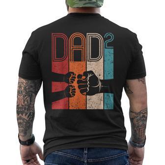 Fist Bump Dad Squared Retro Father Of Two Kids Fathers Day Men's T-shirt Back Print - Thegiftio UK