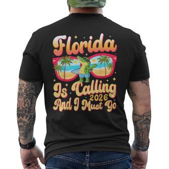 Florida Is Calling And I Must Go Summer Vibes Florida Trip Men's T-shirt Back Print - Monsterry