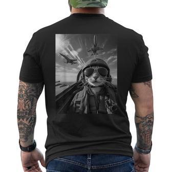 Flying Cat Selfie Fighter Pilot Meme Jet Fly Airplane Men's T-shirt Back Print | Seseable UK