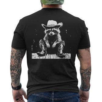 Fnnyrccoonco Raccoon Cowboy Western -Adults -Kids Black Small Short Sleeve Men's T-shirt Back Print - Thegiftio UK