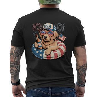 Fourth Of July Usa Dog With Beer And Flag Men's T-shirt Back Print | Seseable UK