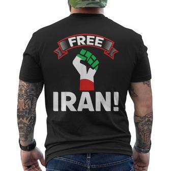 Free Iran Flag Freedom Fist Love Iran Persian Pride Men's T-shirt Back Print - Monsterry