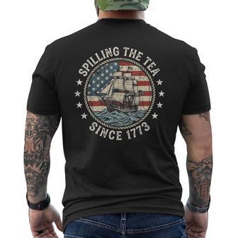 Fun 4Th Of July Spilling The Tea Since 1773 American Flag Men's T-shirt Back Print - Thegiftio UK