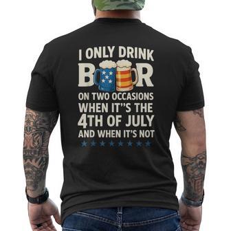 4Th Of July Beer Party With American Flag Men Men's T-shirt Back Print - Thegiftio UK
