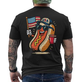 4Th Of July Hotdog Fourth Of July Patriotic Usa Flag Men's T-shirt Back Print | Seseable UK