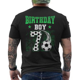 7Th Birthday Boy Soccer Theme Party 7 Year Old Kids Men's T-shirt Back Print - Thegiftio