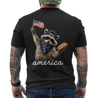 America Raccoon Patriotic 4Th Of July Graphic Men's T-shirt Back Print - Thegiftio UK