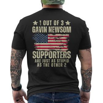 Anti Gavin Newsom Supporters American Distressed Flag Men's T-shirt Back Print - Thegiftio UK