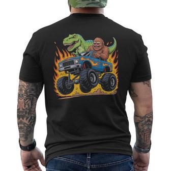 Bigfoot Sasquatch Dino Trex Monster Truck Dinosaur Men's T-shirt Back Print - Thegiftio UK